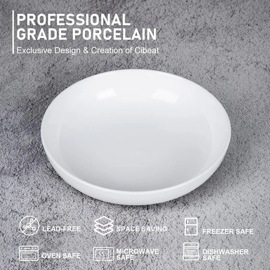 22 oz Porcelain Pasta Bowls Set (6-Pack) – Large Ceramic Serving Plates for Pasta, Salad & Soup, Dishwasher Safe