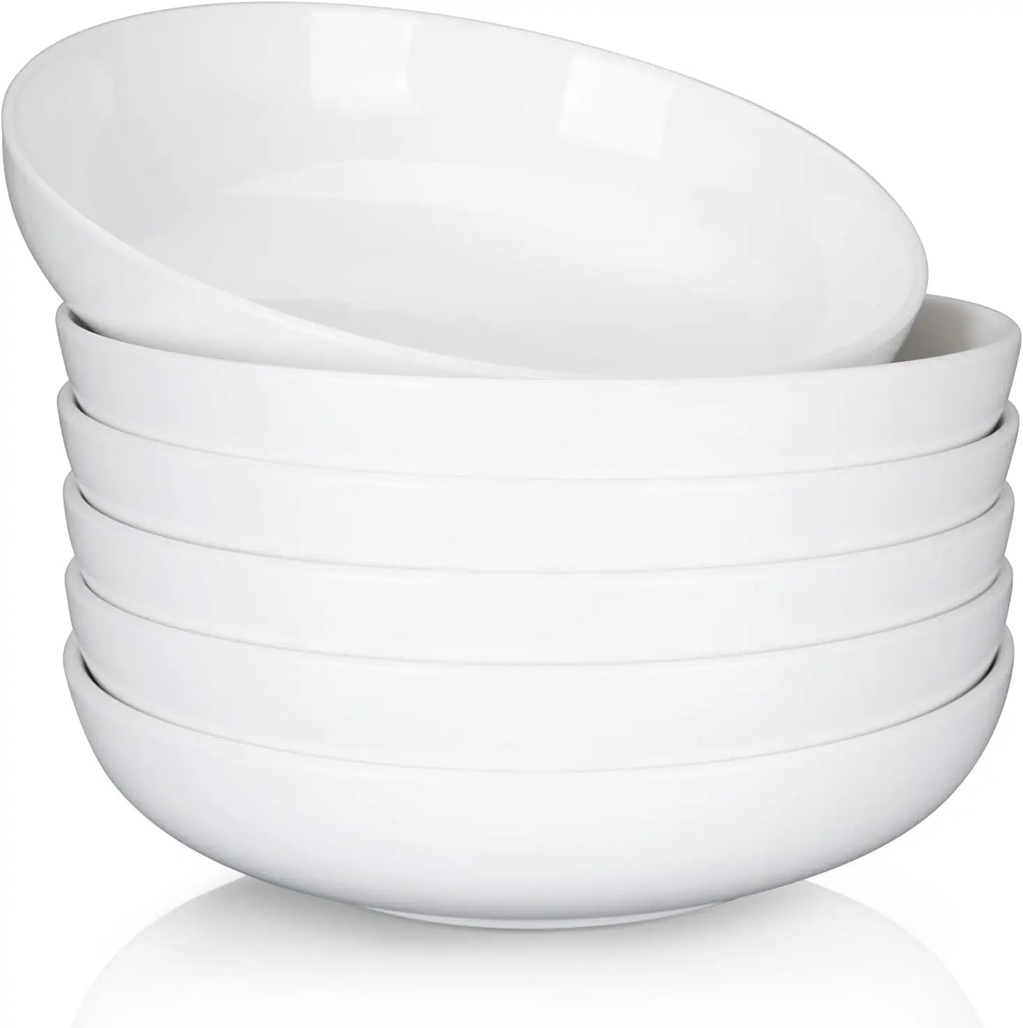 22 oz Porcelain Pasta Bowls Set (6-Pack) – Large Ceramic Serving Plates for Pasta, Salad & Soup, Dishwasher Safe
